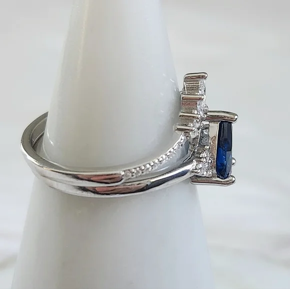 NWT Ryze Sapphire Blue & White Cubic Zirconia .925 Sterling Silver Ring - Size 9 - Picture 9 of 13
